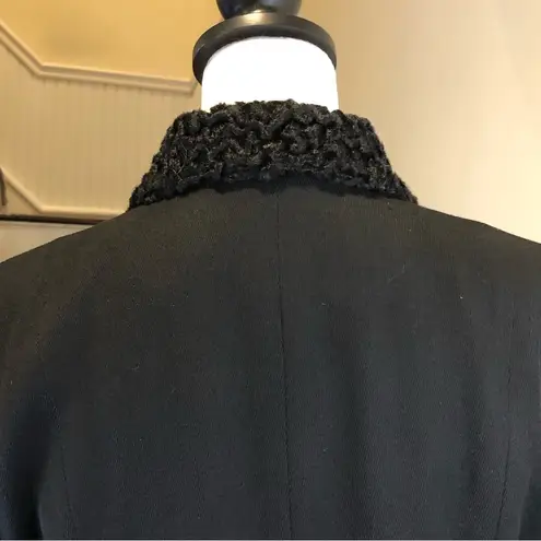 Ralph Lauren Military Faux Fur Lapel Double Breasted Black Wool Riding Coat Sz 6