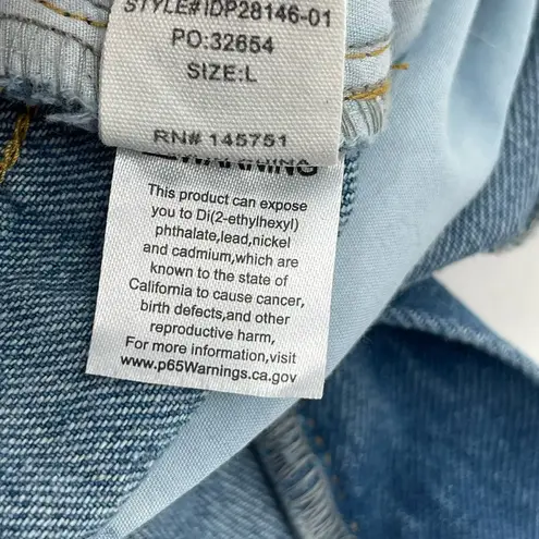 Peach Love California Jean Shorts Size Large Denim Faux Pockets 100% Cotton