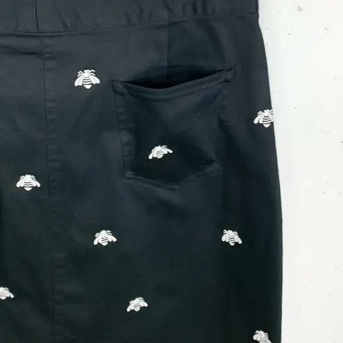 Jade Melody Tam Womens Embroiderd Bumble Bee Skirt Black Cotton Stretch Size 8