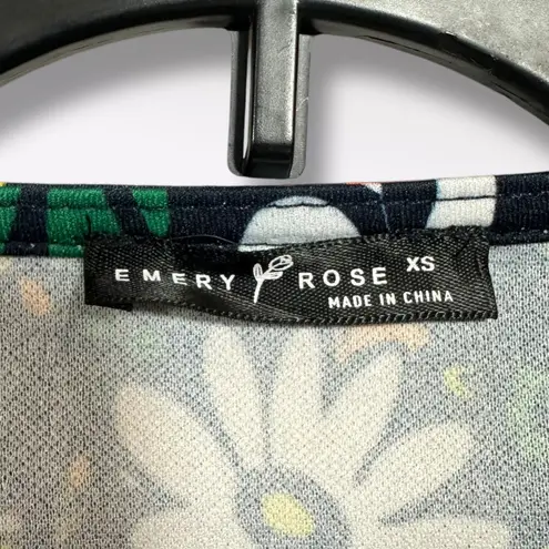 Emery Rose XS Open Cardigan Black Floral Colorful Top Formal Party Cropped Black