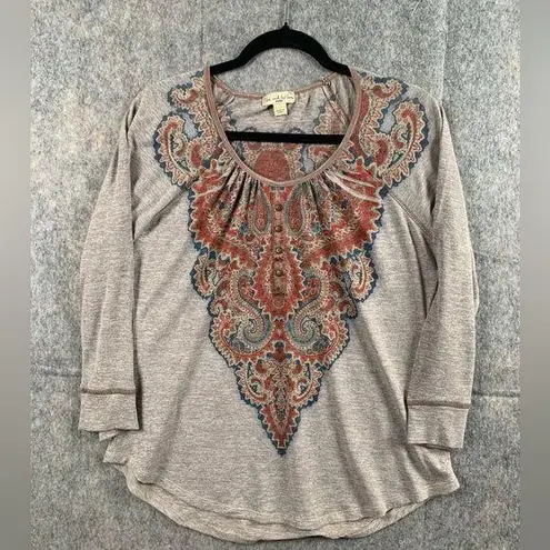 Live and let live  Womens Size P large Boho Tribal style round neck 3/4 sleeve