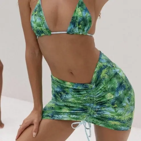 VDM The Label Natalie Green Tropical Print Swimsuit Cover Up Skirt XS New