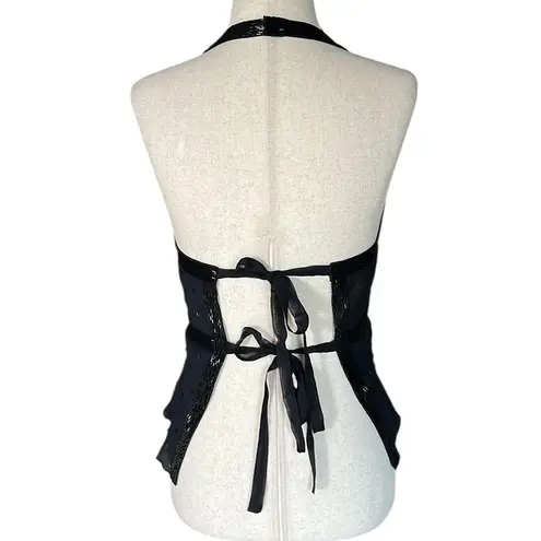 Tokyo Denim Black Silk Beaded Halter with exposed Back