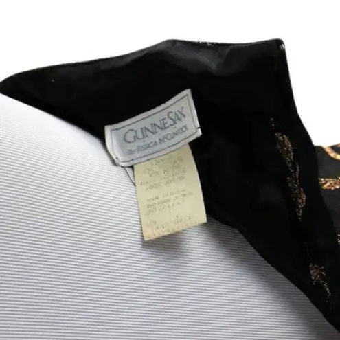 Gunne Sax Vintage 1980s Black and Copper Metallic Floral SM/MED