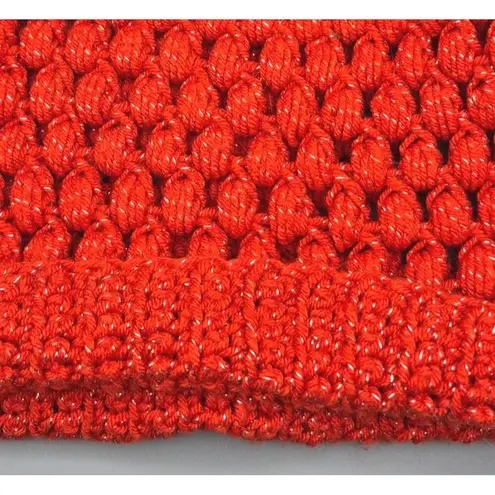 Handmade Crochet Dark Burnt Orange Ladies Beanie Hat One Size Metallic Speckles