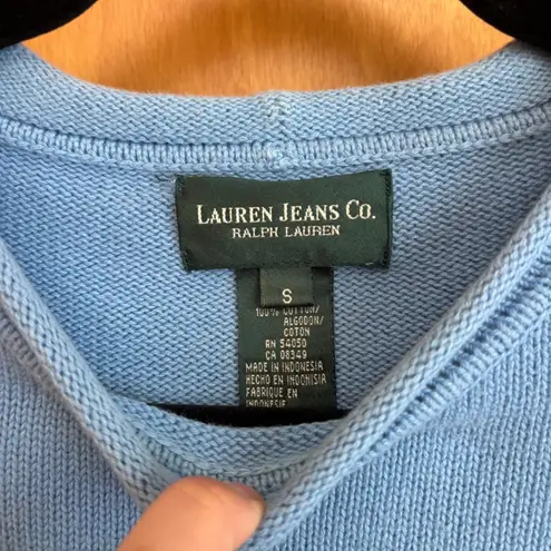 Lauren Jeans Co. Women's Blue Knit Crew Neck Long Sleeve Casual Sweater