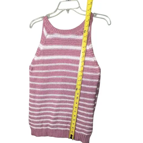 La Classe Couture Sweater Womens XS Pink White Striped Cold Shoulder Knit Top