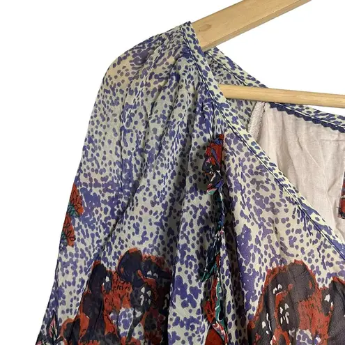 Maeve for Anthropologie Annabella Floral Print Long Sleeve V-Neck Maxi Dress 14