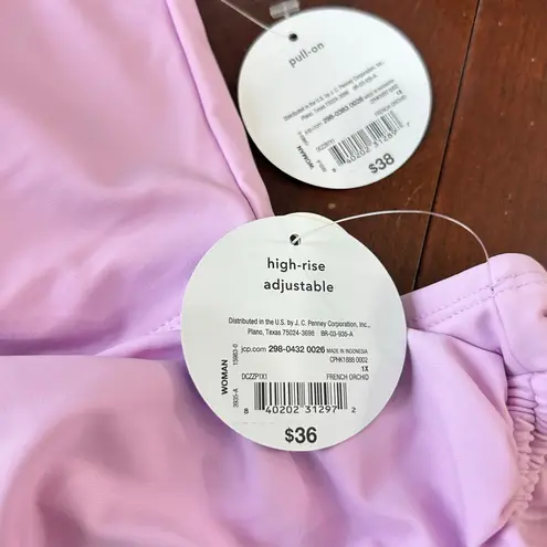 Decree Bikini Swimsuit Womens 1X Pink Full Coverage High Rise 2 Piece NEW