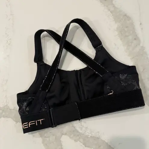 Shefit Flex FrontZip SportsBra Womens Small Black/Silver Marble Print Adjustable Black