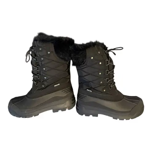 Muk Luks lace up quilted tall waterproof Winter snow Boots Fur Lining Sz 9 NWOB Black