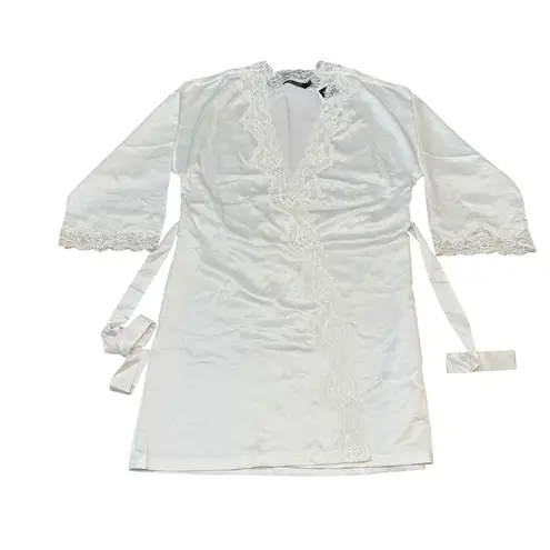 Ralph Lauren Ivory Lace Trim Robe, Women's Medium, New With Tags, Lingerie White