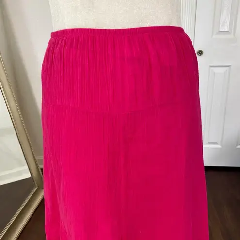 Ruby Road Fairy Coquette Bright Pink Cotton Flowy Full Midi Maxi Skirt 10 / M
