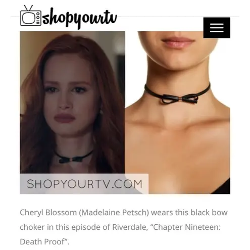 new ๑ aso TV’s Riverdale ๑ Leather Bow Choker ๑ Cheryl Blossom Madelaine Petsch Black
