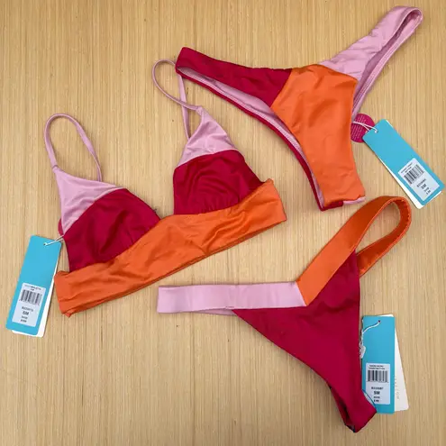 Beach Bunny Lilly Bralette top Naomi micro Sydney Tango bottom sunset hibiscus S