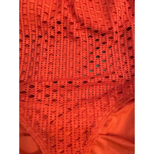 Carmen Marc Valvo Women's Crochet One-Piece Swimsuit Size 8 Persimmon