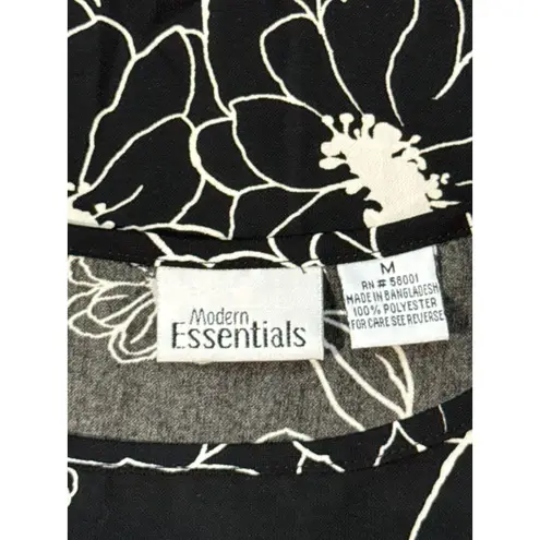 Susan Graver Modern Essentials Size M Womens Floral Knit Tank Black White fresh Size M