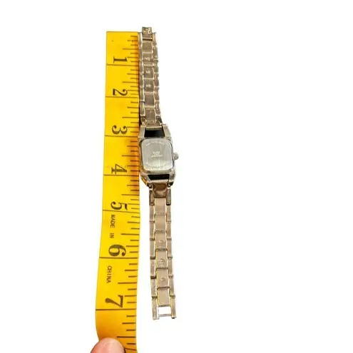 Women's Silver Rectangular Analog Watch With Link Bracelet