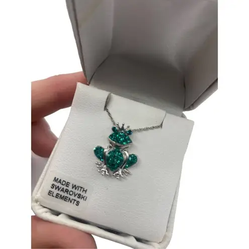 Sterling Silver Crystal Frog Pendant new in box