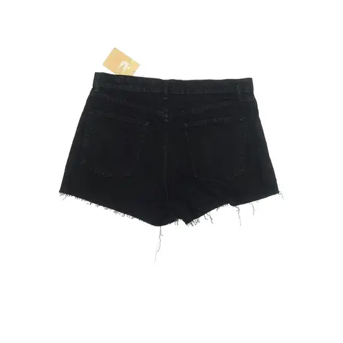 Reformation NWT  Charlie High Rise Jean Shorts Black Cut Off Frayed Hem Denim 31
