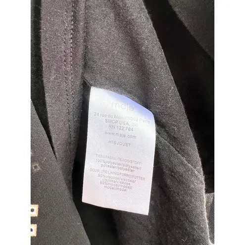 Maje  Jouet Printed Chiffon Smocked A-Line Mini Skirt Imprime Black Womens Sz 1/S