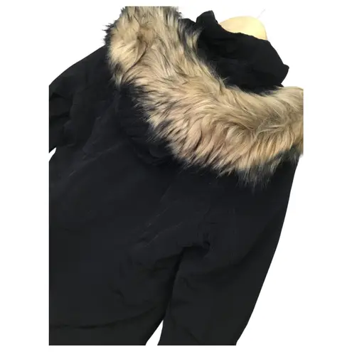 Gallery NWT  Faux Fur Trim Hoodie Soccer Mom Polyfill Jacket Coat Black S