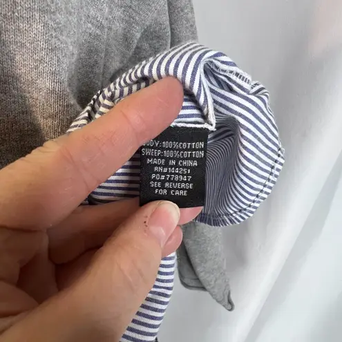 Moon & Madison Gray Sweater Woven Striped Cotton Shirt Combo Preppy Size Small