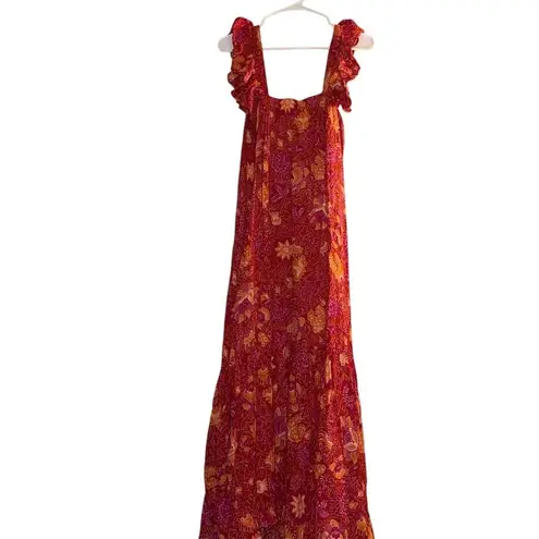House of Harlow 1960 Women's L Orange Floral Maxi Dress Boho Spring Size L