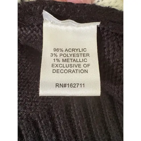 99 Jane Street Womens Medium Christmas Sweater Gnomes Sequin Holiday Black