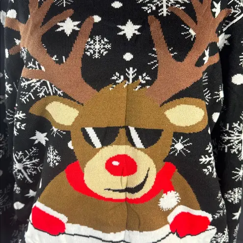 Adult Unisex Black Christmas Ugly Sweater Cool Reindeer Size L NWOT Size L