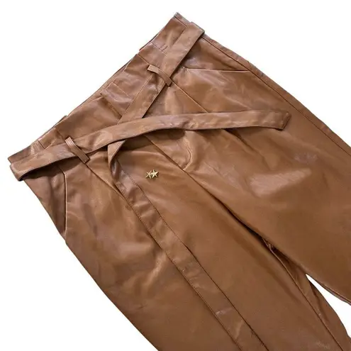 Lucy Paris womens faux leather pleated casual pants