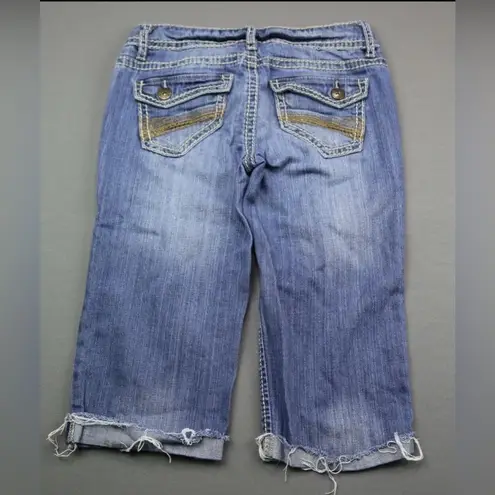 Vintage Women's Mudd Jean Shorts Mid Rise Cuffed Distressed Size 3 Blue