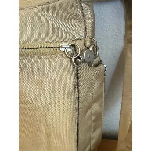 Travelon Anti-Theft Crossbody Bag Beige with Locking Zippers & RFID Protection