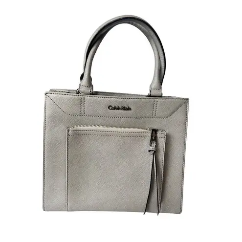 Calvin Klein  genuine saffiano leather tote, color smoke gray