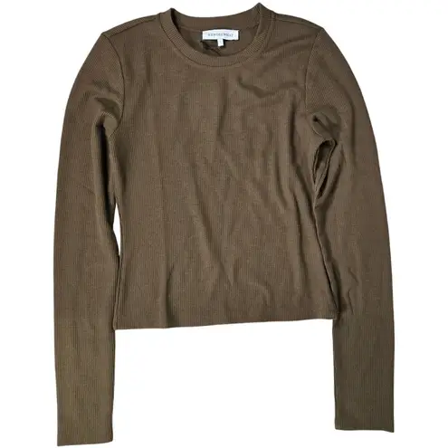 We Wore What Fitted Waffle Crewneck Long Sleeve Top Kangaroo L NWT