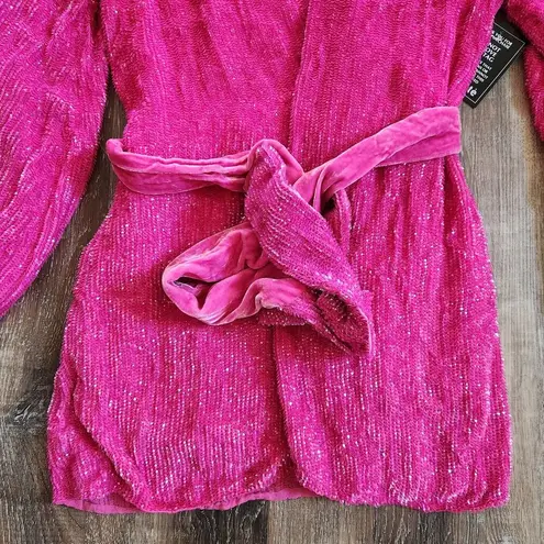 Retrofete Gabrielle Robe Dress in Pink Sequins Size Medium NWT Long Sleeve