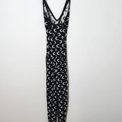 IMmodel Black and White Moon Print Jumpsuit NWT Sz Medium Knit Bodycon Jumpsuit