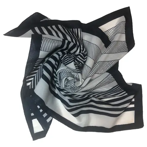 Navy and White Striped Scarf Blue