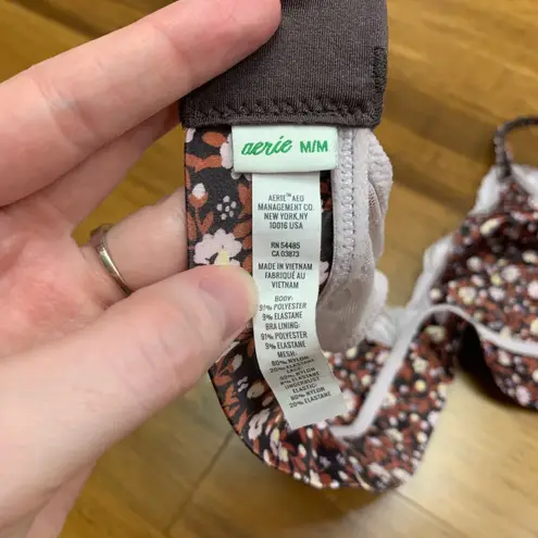 Aerie  Floral Lace Trim‎ Bralette Womens Size Medium Soft Non-Padded Wireless Bra