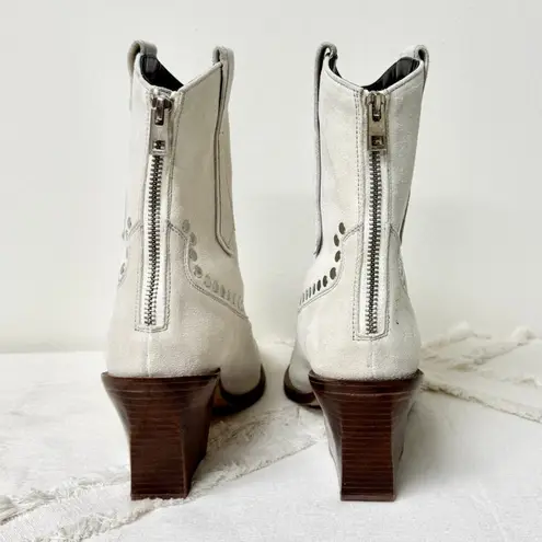 Zadig & Voltaire Cara Studded Western Block Heel Booties Gray Women's 41 / 10.5