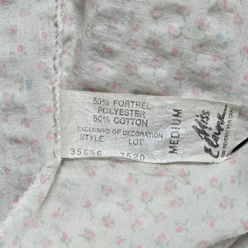 Vintage Miss Elaine 80s ILGWU Made In USA Floral Long Sleeve Button Up Nightgown Size M