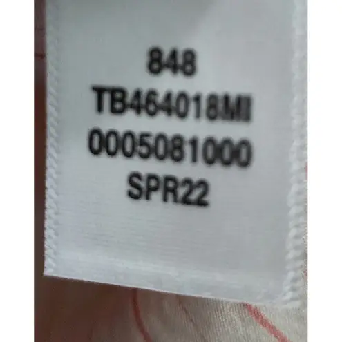 Treasure & Bond Striped Puff Sleeve Button Back Blouse Womens Medium Pink White