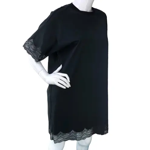 ATM Anthony Thomas Melillo Womens Size XS/S T Shirt Dress Lace Hems Cotton Black