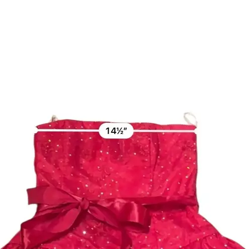 Jessica McClintock Gunne Sax Dress XS Red Strapless Prom Tulle Bow Vintage READ