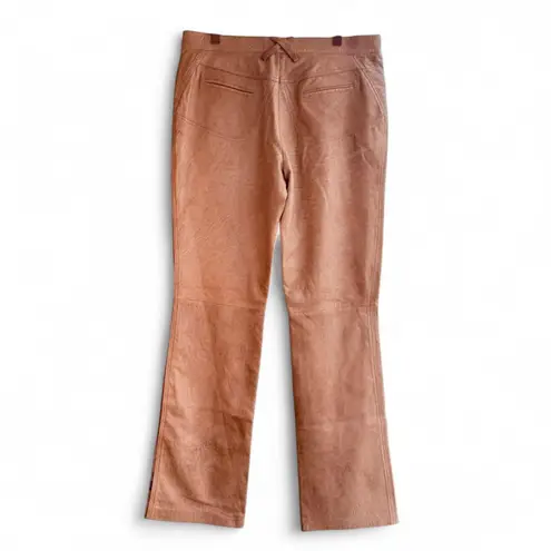 Vintage Isabel USA Genuine Leather Pants with Geisha Print Nubuck in Tan size 8