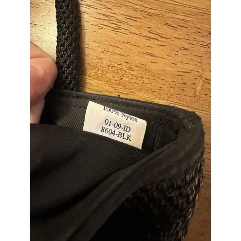 The Sak Elliott Lucca Knit Purse Black/Brown Crochet Zip Close Small Hand Bag