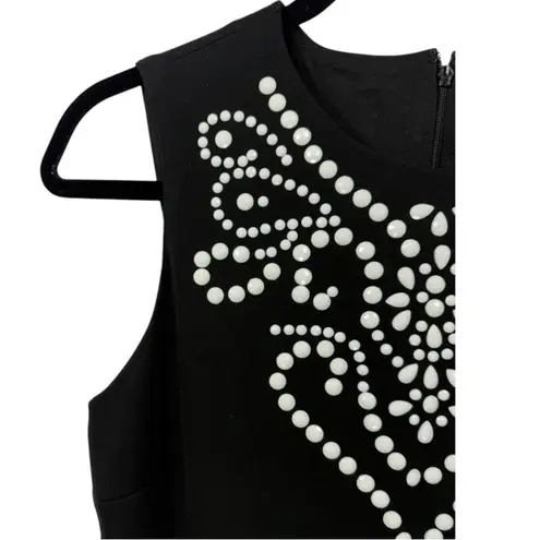 Carmen Marc Valvo NWT Beaded Neck Ponte Sheath Dress Black M