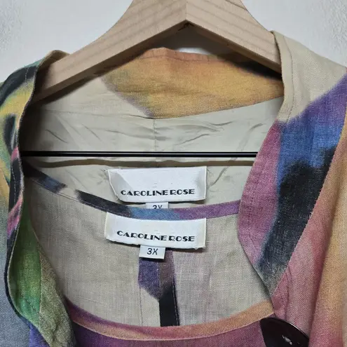 Carol Rose Caroline Rose Linen Lined Jacket Blazer Pockets w/ Tank Art Colorful Sz 3X USA
