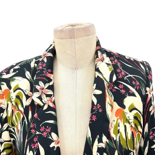 ZARA  Wild Willow Floral Satin Blazer 3/4 Length Sleeve Size Medium