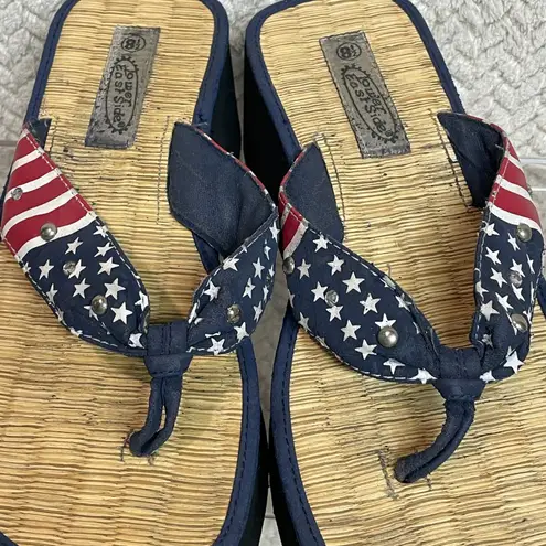 Lower East Side Y2K Vintage Platform Americana Flip Flop Rhinestone Sandals 8.5